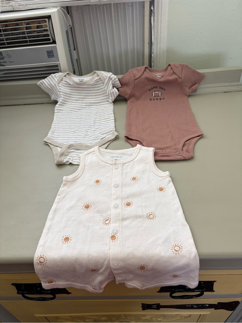 Gerber/Carter Baby One-Piece Bodysuits and Romper - White, Beige, Brown